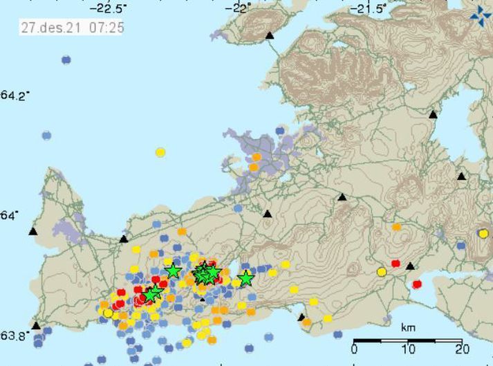 Mikill fjöldi skjálfta hefur orðið vegna kvikusöfnunar á Reykjanesskaga síðustu daga.