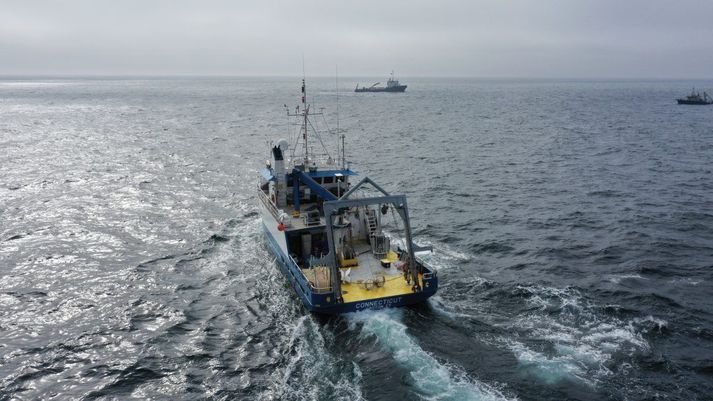 Eitt skipanna sem voru notuð við basatilraunina í Maineflóa í ágúst. Til stóð að gera sams konar tilraun í Hvalfirði í fyrra.