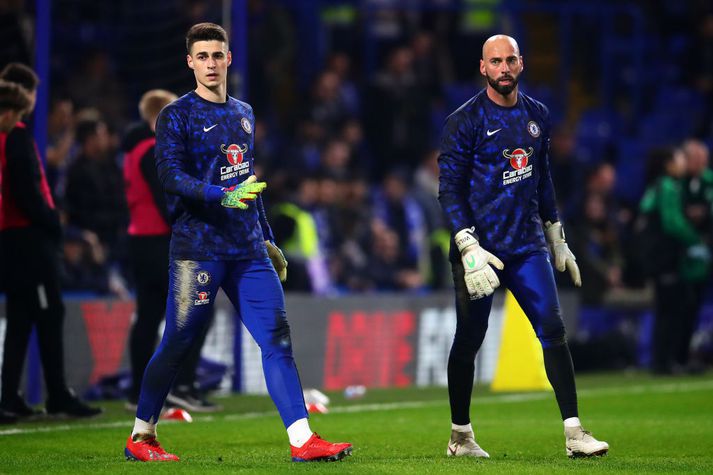 Kepa fékk að prófa það að vera varaskeifa í gær