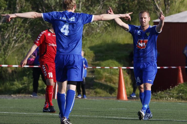 Kenan Turudija fagnar marki í fyrra en hann spilaði mjög vel síðasta sumar.