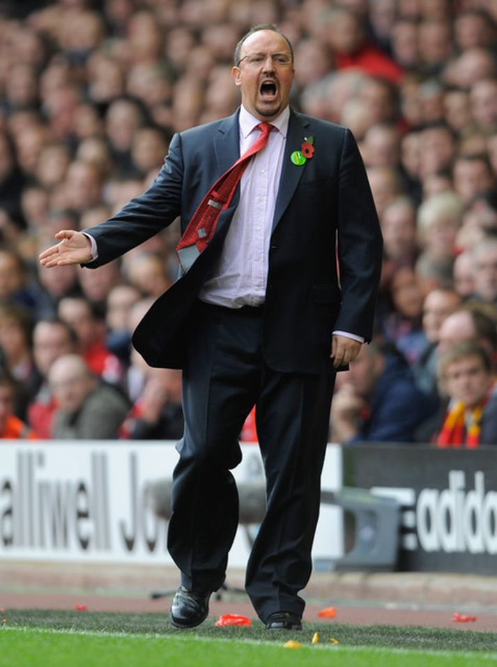 Benitez var líflegur á hliðarlínunni í dag.