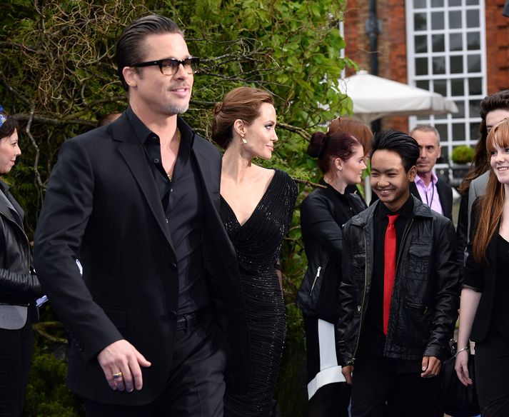 Brad Pitt, Angelina og sonur þeirra Maddox á betri tímum.