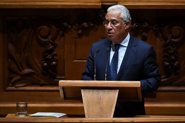 Antonio Costa, forsætisráðherra Portúgal, flutti ræðu á þinginu í dag þegar vantrauststillagan hafði verið lögð fram.