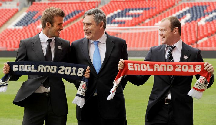 David Beckham, Wayne Rooney og Gordon Brown kynntu framboð Englendinga.