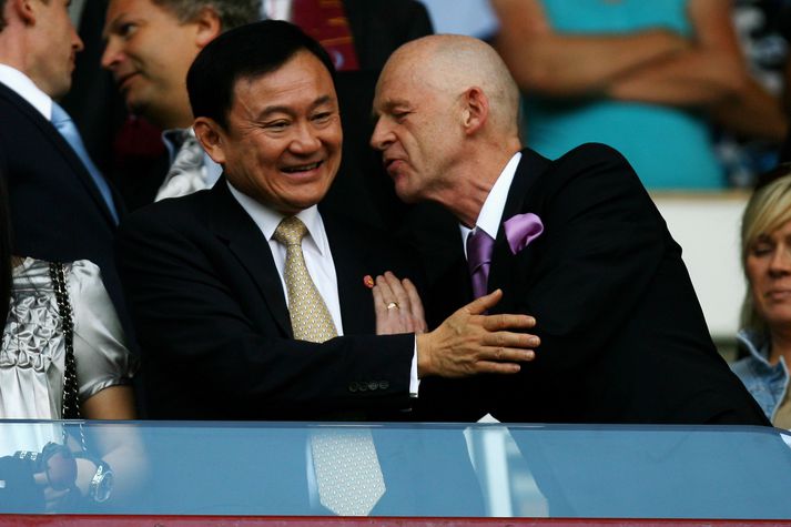 Thaksin með Eggerti Magnússyni á Upton Park um síðustu helgi.