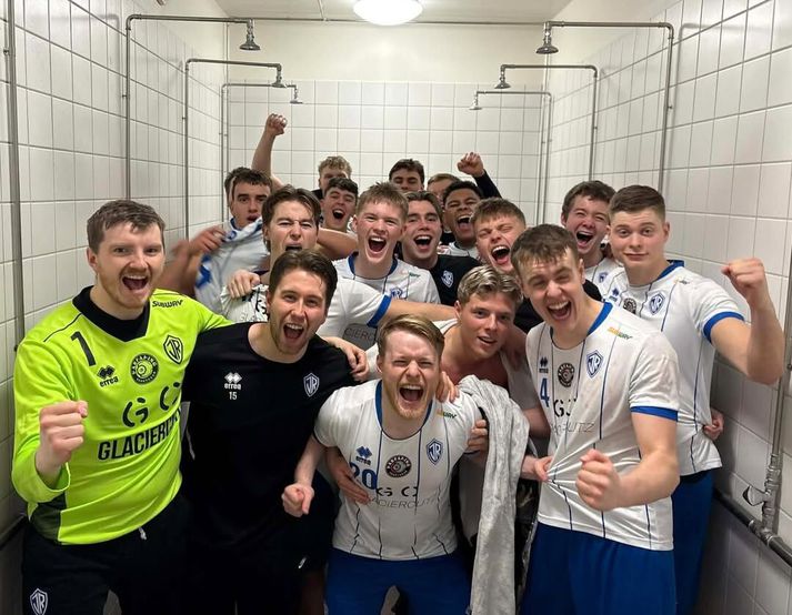 ÍR-ingar glöddust mjög í kvöld, eðlilega.