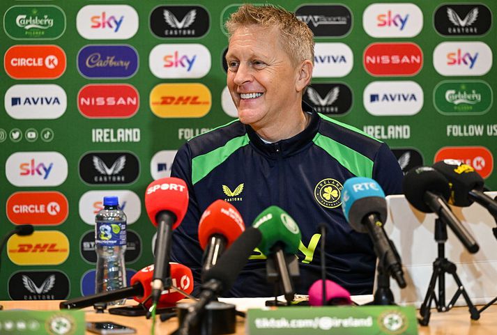 Heimir Hallgrímsson sat fyrir svörum á fjölmennum blaðamannafundi í dag.