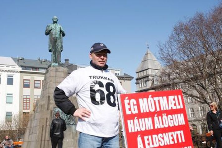 Sturla Jónsson var áberandi í mótmælum vörubílstjóra á síðasta ári.