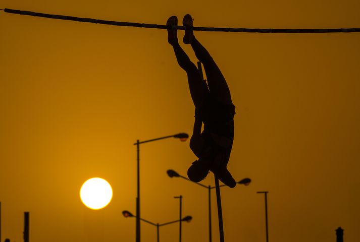 Keppni í stangarstökki á Demantamót í frjálsum íþróttum í Dóha á síðasta ári.