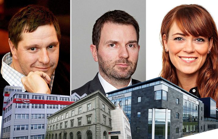 Upplýsingafulltrúar bankanna þriggja. Kristján Kristjánsson hjá Landsbankanum, Haraldur Guðni Eiðsson hjá Arion, og Guðný Helga Herbertsdóttir hjá Íslandsbanka.