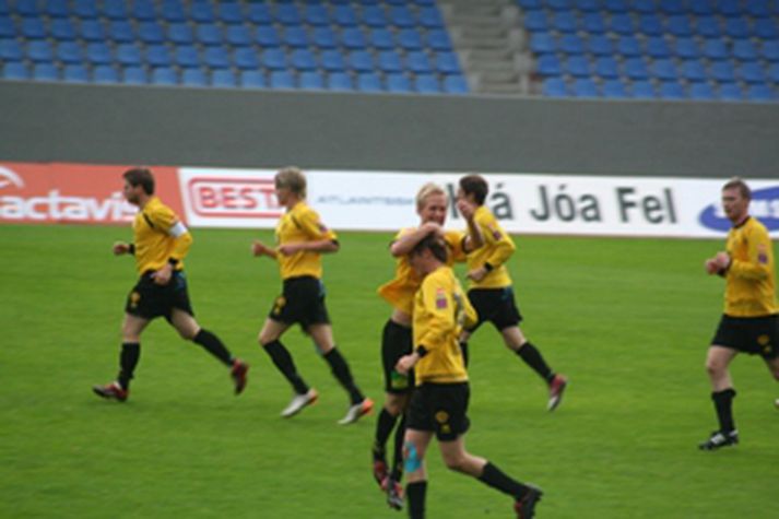 Skagamenn fagna í kvöld.