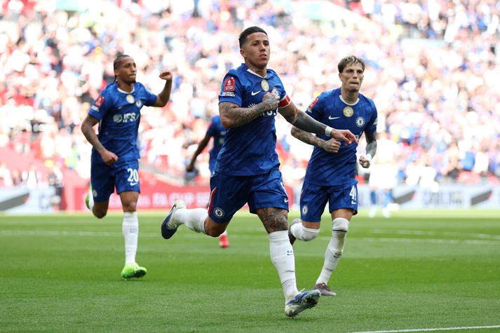 Enzo Fernández fagnar marki sínu gegn Leeds United.