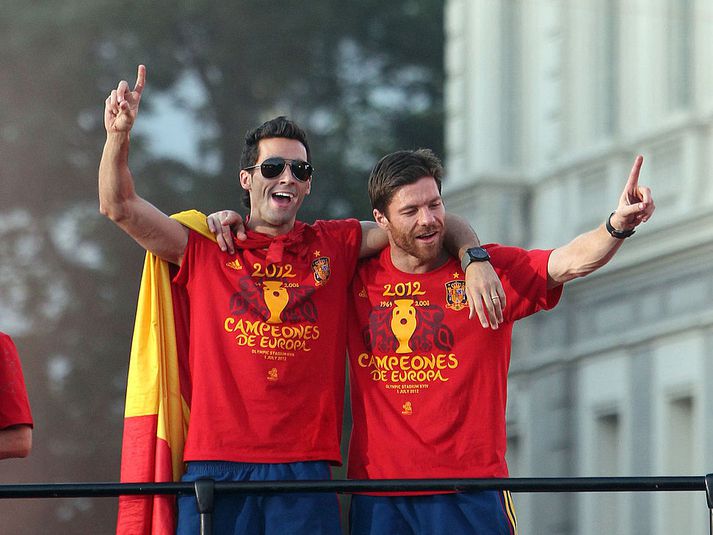 Alvaro Arbeloa og Xabi Alonso unnu þrjú stórmót með spænska landsliðinu.