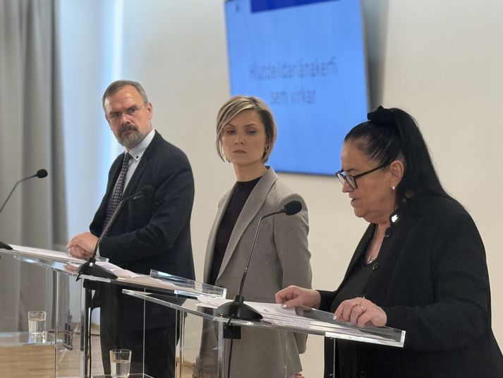 Frá blaðamannafundi ríkisstjórnarinnar í dag þar sem aðgerðirnar voru kynntar. 