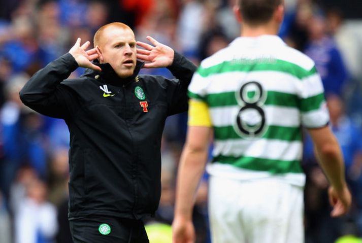 Neil Lennon, stjóri Celtic, á hliðarlínunni í dag.
