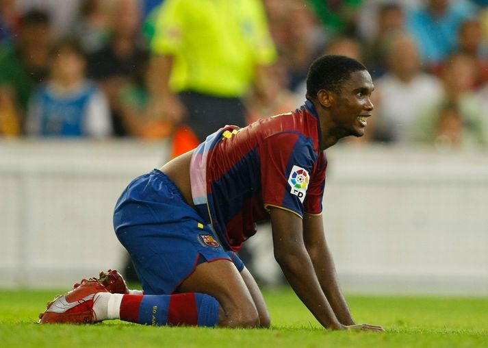 Eto´o haltraði af velli í gærkvöld.