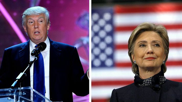 Bandaríkjamenn þurfa að öllum líkindum að velja á milli Donald Trump og Hillary Clinton í forsetakosningunum í haust.