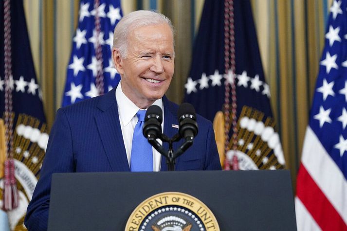 Joe Biden, forseti Bandaríkjanna var nokkuð brattur í kvöld.