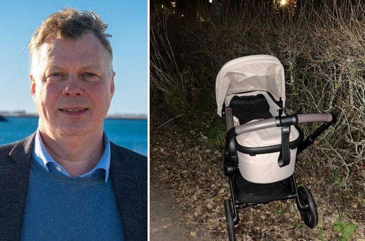 Kjartan Magnússon gekk fram á barnavagninn við Landakotstún og kom honum aftur í réttar hendur