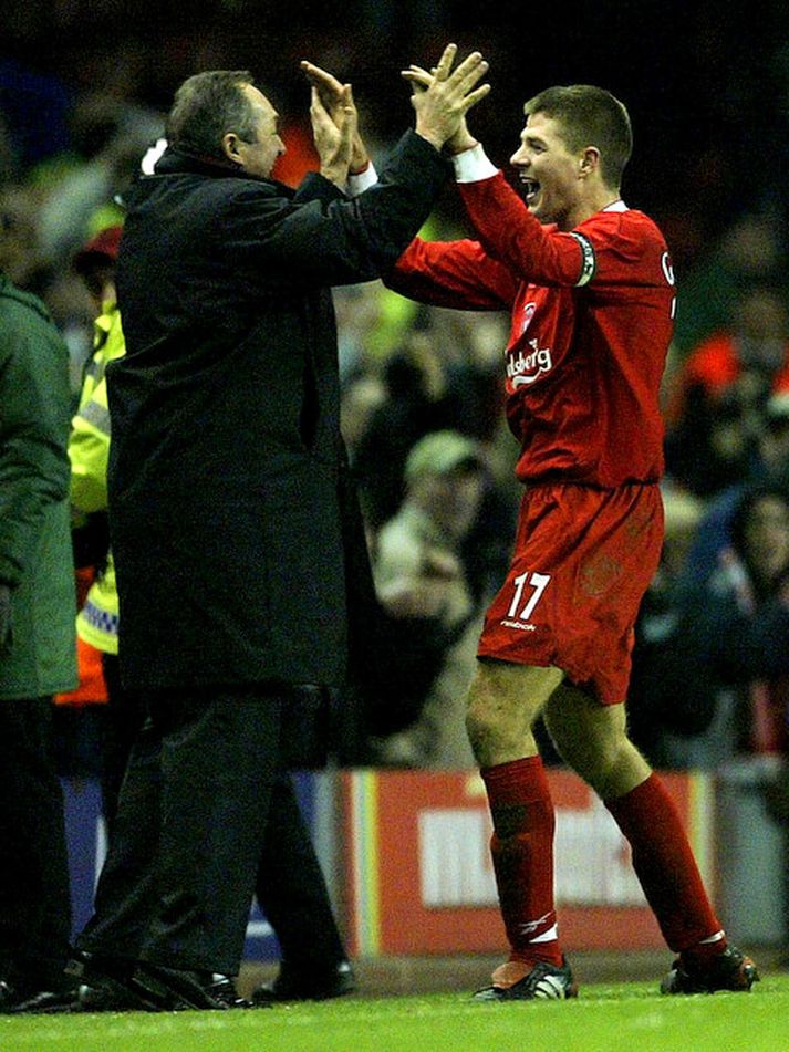 Steven Gerrard og Gerard Houllier.