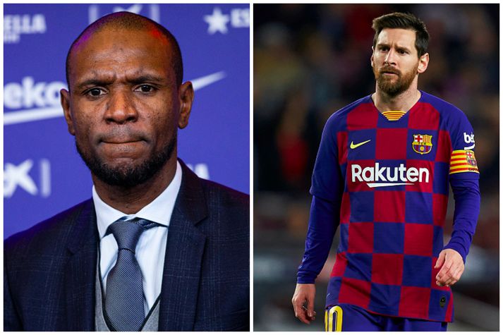 Eric Abidal og Lionel Messi voru liðsfélagar hjá Barcelona.