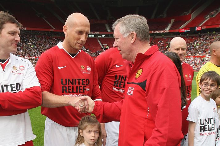 Jaap Stam og Sir Alex hittust síðast í góðgerðarleik á Old Trafford árið 2010.