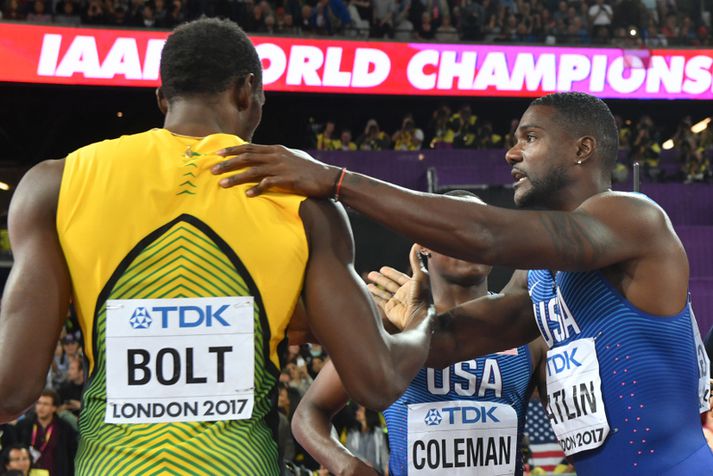 Justin Gatlin er heimsmeistari í 100 m  hlaupi, 35 ára gamall og eftir að hafa fallið tvívegis á lyfjaprófi.