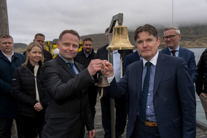 Guðmundur Gíslason, forstjóri Kaldvíkur, og Magnús Harðarson, forstjóri Nasdaq Iceland.