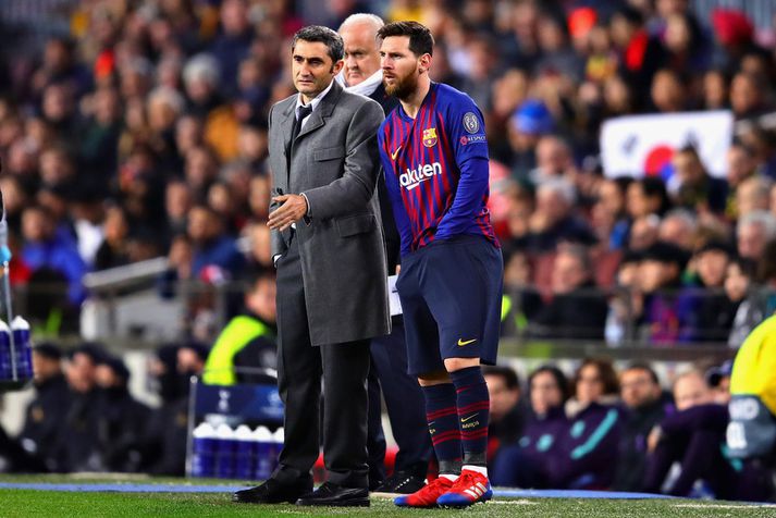 Ernesto Valverde og Lionel Messi.
