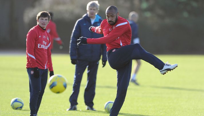 Thierry Henry á æfingu með Arsenal.