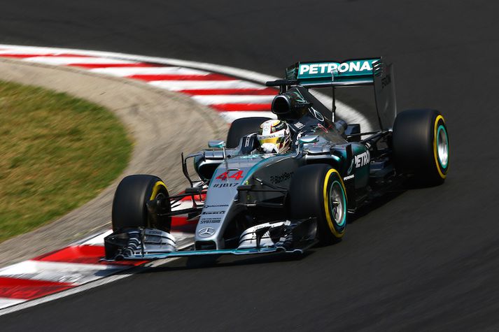 Lewis Hamilton var lang fljótastur í dag.