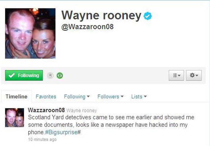 Twitter-síða Rooney í dag.