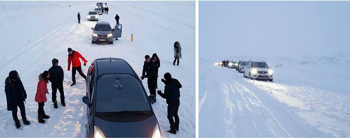 Björgunarsveitarmenn hafa í nægu að snúast á Reynisfjalli.