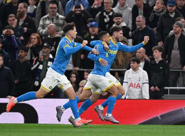 Leikmenn Wolves fagna marki Santiago Bueno í kvöld