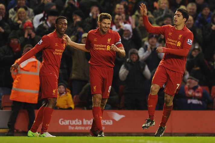 Steven Gerrard, Luis Suarez og Daniel Sturridge.