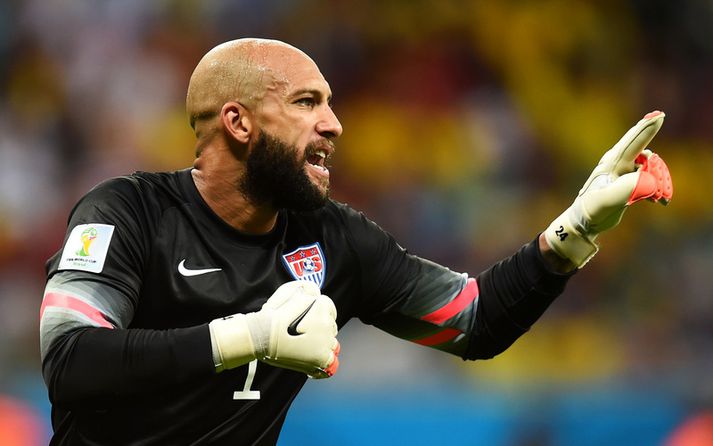 Tim Howard var magnaður í gærkvöldi en það dugði ekki til.