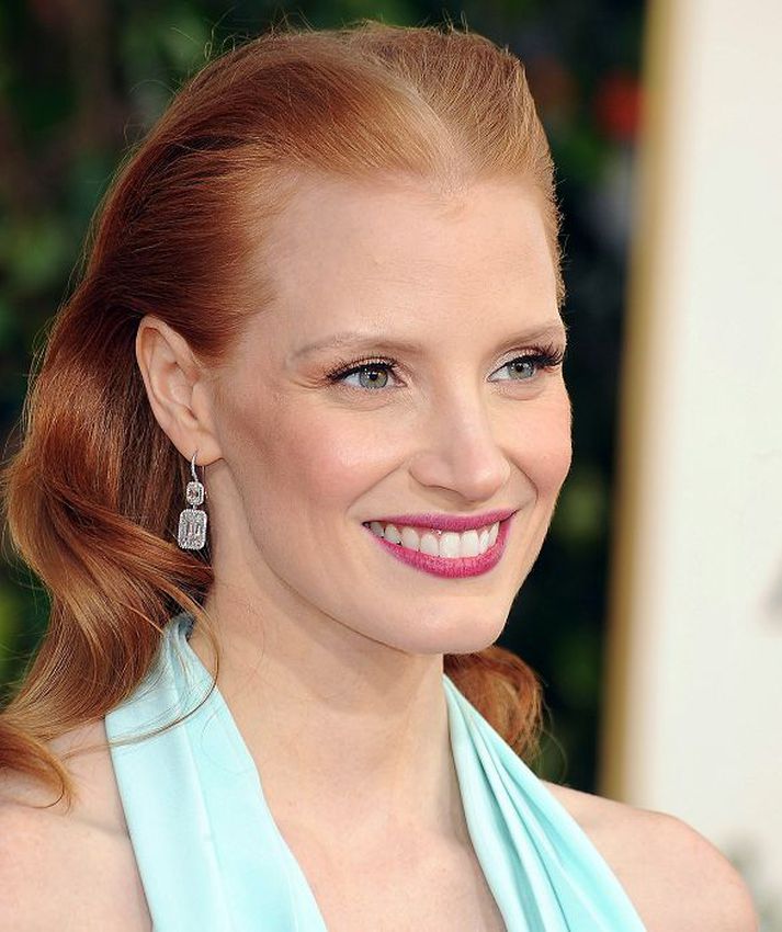 Jessica Chastain á Golden Globe-hátíðinni þar sem hún var verðlaunuð fyrir leik sinn í Zero Dark Thirty.nordicphotos/getty