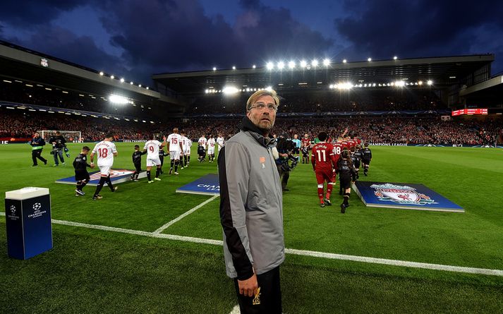 Jürgen Klopp, stjóri Liverpool, á leiknum í gær.