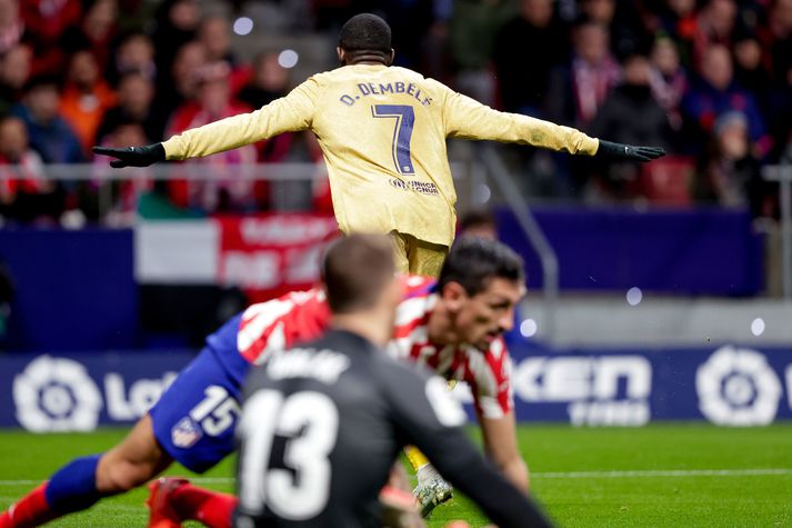 Ousmane Dembele skoraði eina mark leiksins í kvöld.