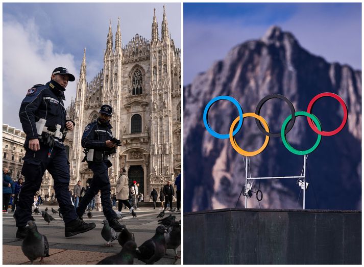 Ítalskir lögreglumenn í miðborg Mílanó en nú berast fréttir að Bandaríkjamenn ætli að mæta með ICE-deild á leikana.