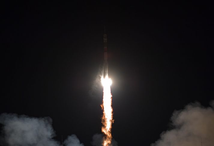 Frá geimskoti í Baikonur í síðasta mánuði.