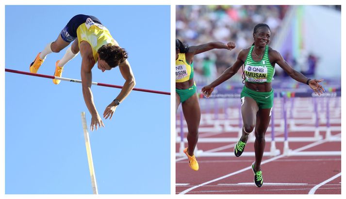 Armand Duplantis og Tobi Amusan bættu bæði heimsmet í nótt.