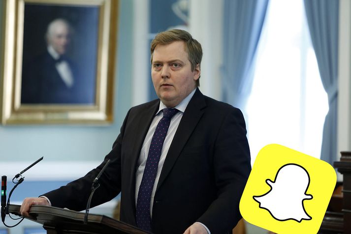 Sigmundur Davíð Gunnlaugsson forsætisráðherra virðist byrjaður á samfélagsmiðlinum Snapchat.