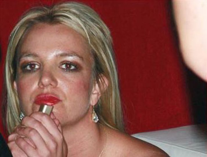 Britney við tökur  síðasta fimmtudag.