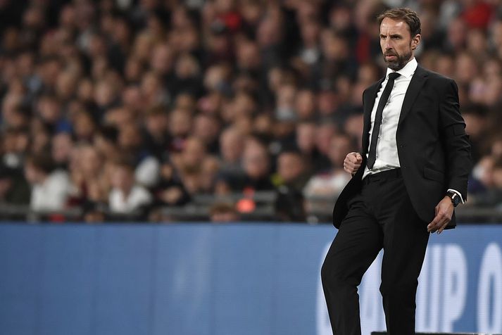 Gareth Southgate á hliðarlínunni í kvöld.