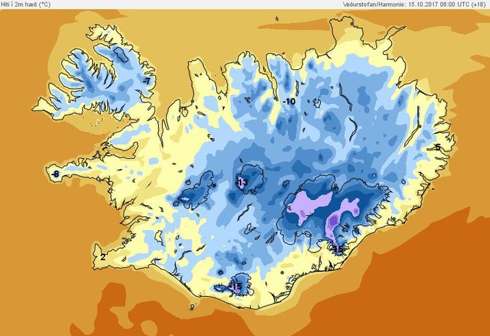 Það verður næturfrost allvíða á landinu í nótt.