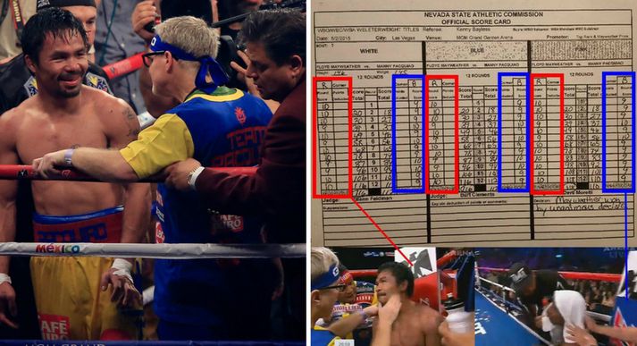 Manny Pacquiao var í rauða horninu, svo mikið er víst.