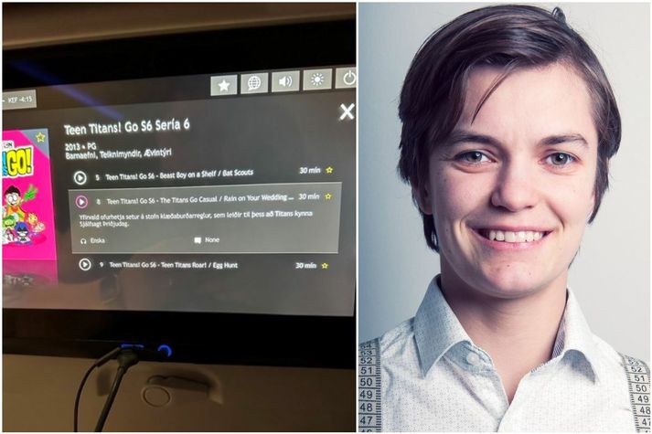 Þegar María Helga reyndi að stauta sig í gegnum: „Yfirvald ofurhetja setur á stofn klæðaburðarreglur, sem leiðir til þess að Titans kynna Sjálfsagt Þriðjudag,“ varð henni nóg boðið.