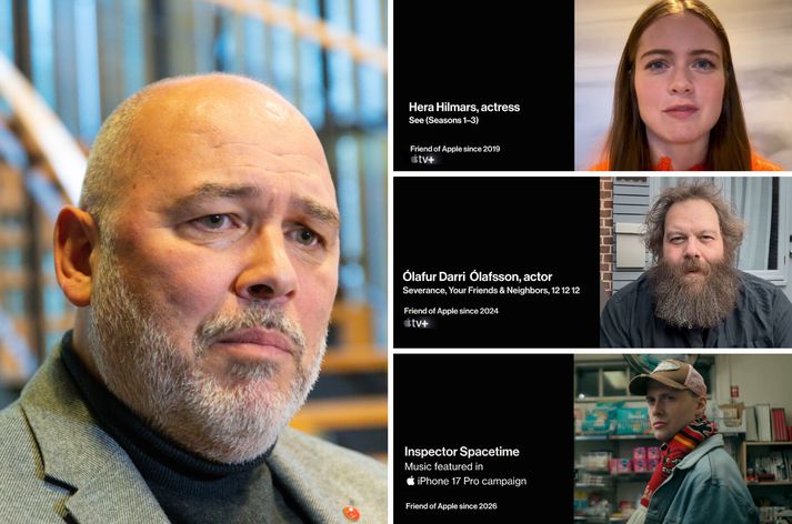 Logi sendi kveðju frá hinum ýmsu tónlistarmönnum á fundinum með Apple.