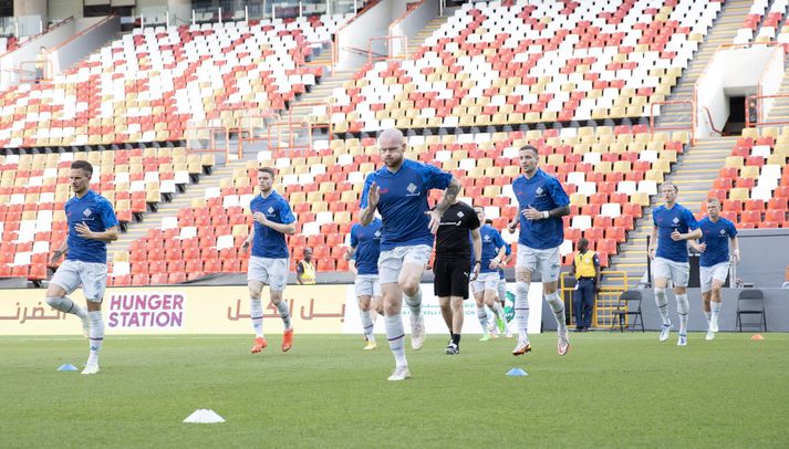 Aron Einar Gunnarsson spilaði sinn 100. landsleik í dag. 